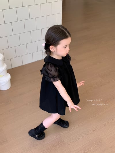 JE21｜(66-120cm) 赫本風網紗袖蝴蝶結包屁衣/洋裝3