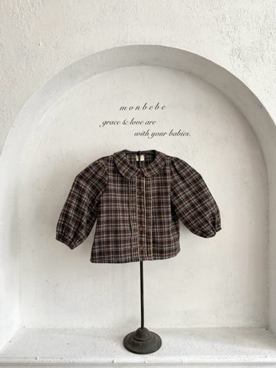 MONBEBE21｜(1y-8y) 冬季格紋滾邊襯衫5