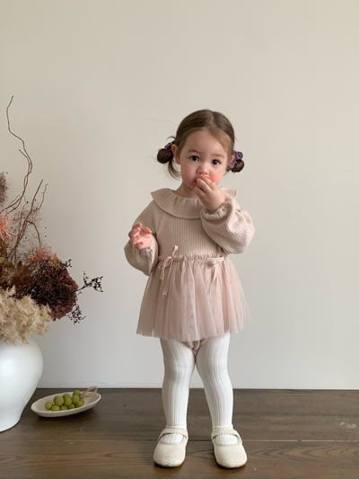 JE617｜(73cm-110cm) 翻領蝴蝶結薄紗包屁衣/羊羔毛背心16