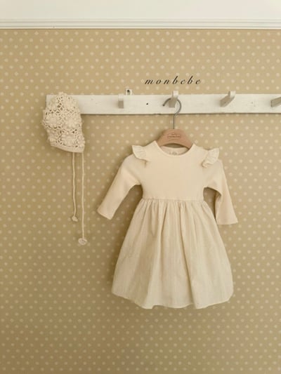 MONBEBE20｜(1y-8y) 簡約荷葉飛袖洋裝3