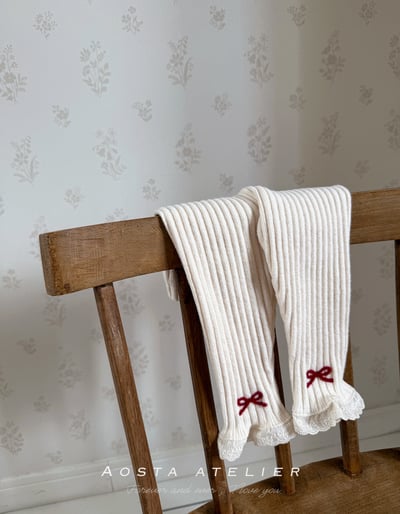 AOSTA08｜(6m-5y) 磨毛蝴蝶蕾絲緊身褲15