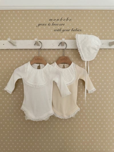 MONBEBE08｜(0m-12m) 蕾絲綁帶帽3