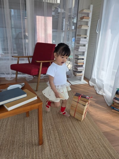 Color04｜(75-115cm) 刺繡愛心荷葉褲裙5