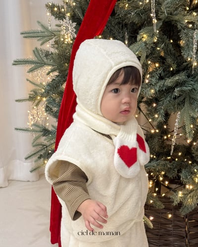 Cieldemaman12｜(6M~24M)  2色素色絨毛背心套裝含帽子17