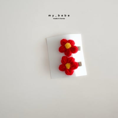 my_bebe35｜(free) 針織小花胎毛夾5