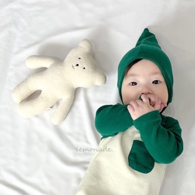 LEMONADE47｜(55cm-85cm) 3色撞色口袋連身包屁衣含帽子18