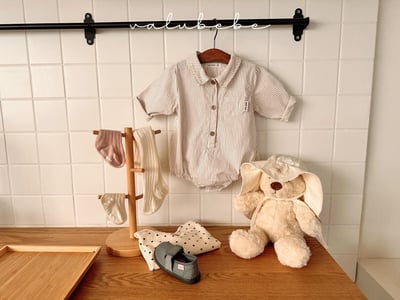 Valubebe54｜(65-80) 條紋襯衫包屁衣13