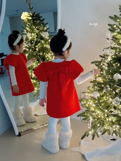 gioiello04｜(85-130cm) 公主袖蝴蝶結洋裝7