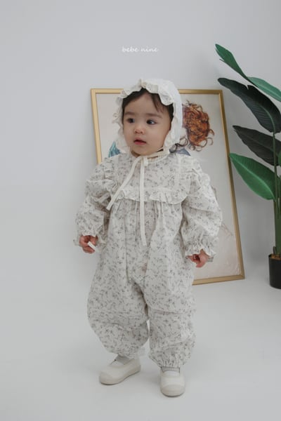 bebe nine23 (65-85) 2色荷葉滾邊領碎花連身衣11