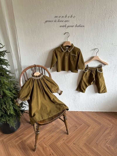 MONBEBE01｜(1y-8y) 冬季縫線滾邊襯衫9