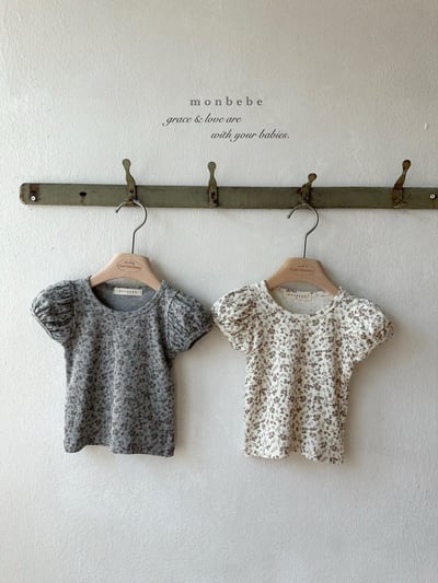 MONBEBE07｜(1y-8y MOM) 公主袖蓬蓬花上衣1