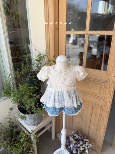 Marron17｜(1y-6y) 牛仔碎花蕾絲褲6