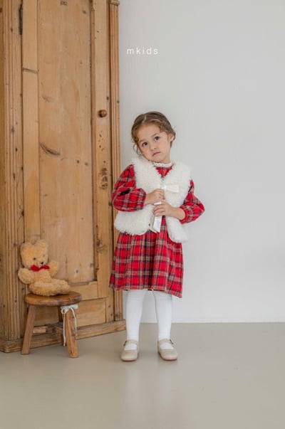M-KIDS25｜(65-115cm) 1色聖誕格紋洋裝7