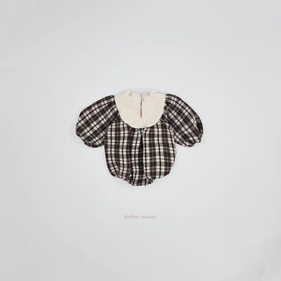 bebe nine12 (55cm-75cm) 2色荷葉立領格紋包屁衣15