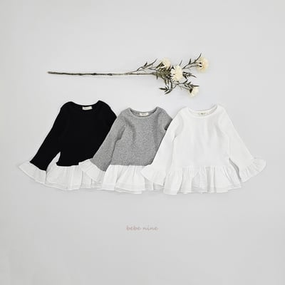 bebe nine07 (65-115) 3色荷葉裙擺上衣14