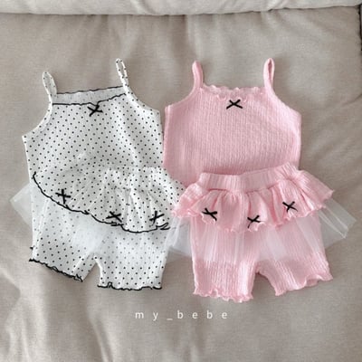 my_bebe20｜(80-120cm) 抓皺無袖緞帶套裝2