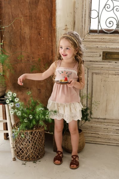 FLO06｜(75-140) 蕾絲細肩花朵衣16