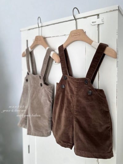 MONBEBE29｜(1y-8y) 法式燈芯絨吊帶褲9