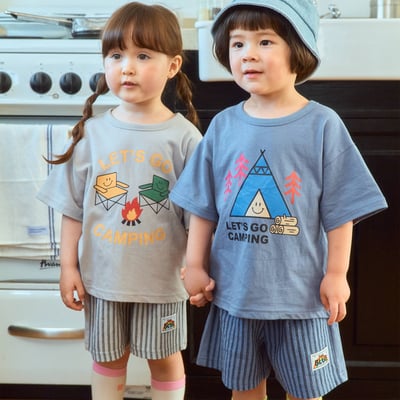 1st blue36｜(~93-118cm) 露營印花上衣5