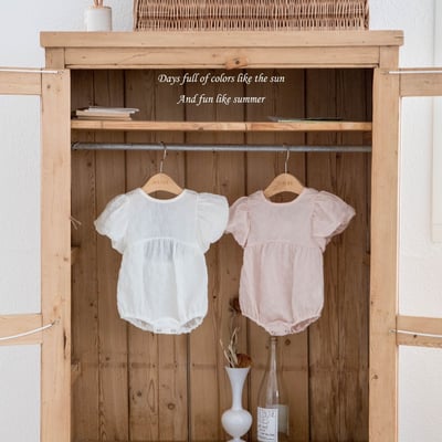 M-KIDS34｜(65-80cm) 玫瑰緞帶包屁衣1