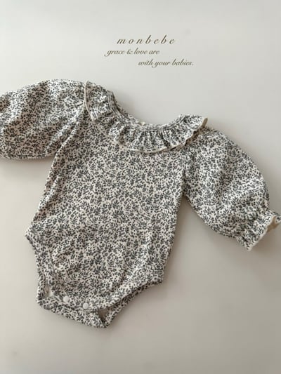 MONBEBE36｜(3m-24m) 荷葉領碎葉包屁衣1