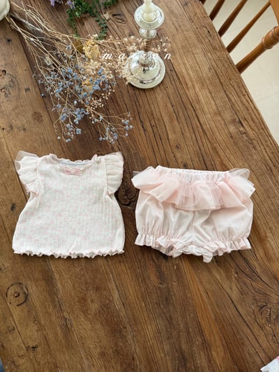 Marron02｜(3m-18m) 蕾絲小碎花套裝8