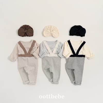 Oottbebe81｜(0m-12m) 條紋緊身吊帶褲3