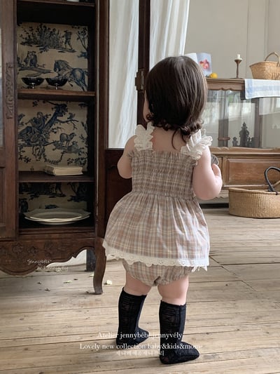 JE22｜(73-100cm) 格紋花邊套裝15