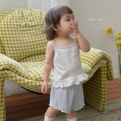 bebe nine03  (6m-24m) 2色木耳邊花吊帶套裝3