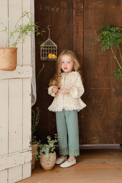 FLO15｜(75-140) 2色蕾絲碎花連帽外套1