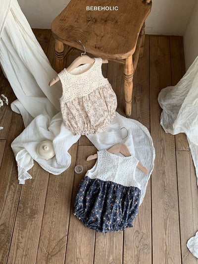 Bebe holic24｜(3m-18m) 拼色無袖連身服3