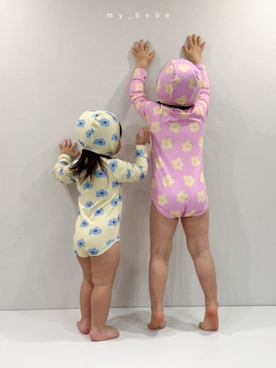 my_bebe01｜(75-105cm) 拉鍊防曬泳衣含泳帽10