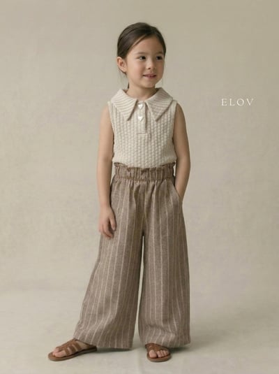 Mon petit12｜(73-118cm) 2色亞麻條紋寬褲14