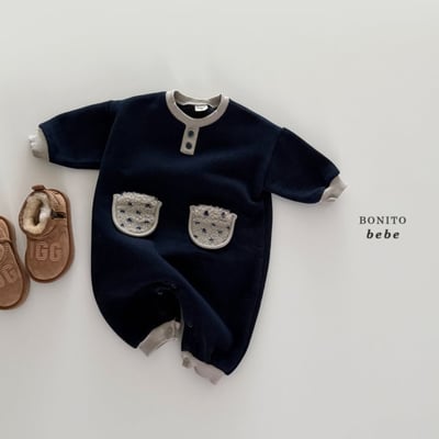 Bonito57｜(3m-18cm) 撞色口袋連身衣13