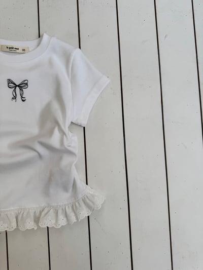 LePetitmot19｜(80-125cm) 蝴蝶結蕾絲上衣4