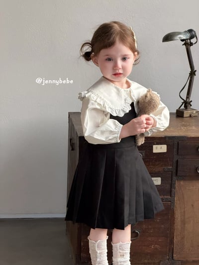 JE723｜(73-100cm) 蕾絲翻領襯衫/百褶吊帶裙7