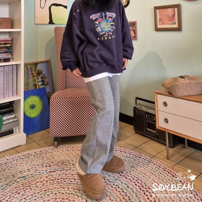 Soybean97｜(mom) 刷毛直筒休閒長褲9