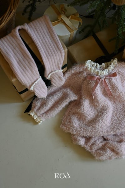 ROA43｜(6m-18m) 2色羽絨蕾絲蝴蝶結套裝8