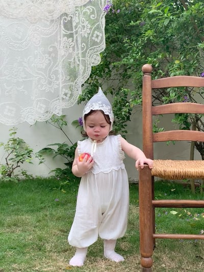 JE56｜(73-100cm) 刺繡花邊連身衣9