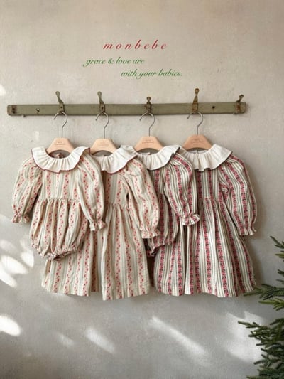 MONBEBE31｜(1y-9y) 聖誕花卉荷葉領洋裝12