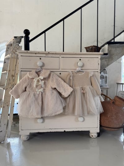 Marron 06｜(1y-6y) 法式玫瑰薄紗厚大衣外套(絎縫/刷毛)4