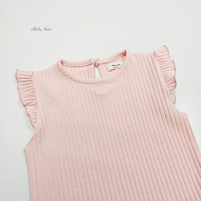 bebe nine20  (65cm-115cm) 3色素色荷葉邊上衣8