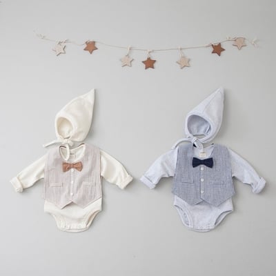 LEMONADE54｜(55cm-85cm) 2色紳士背心包屁衣含帽子23