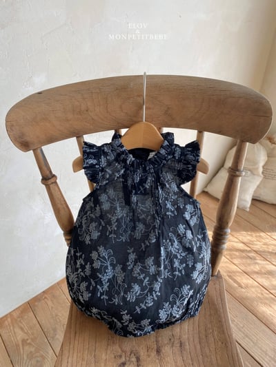 Mon petit02｜(66-90cm) 摺線墨花包屁衣12