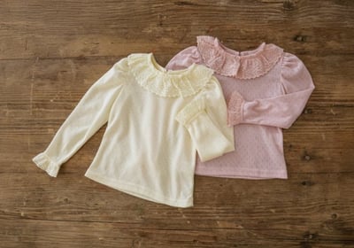 FLO38｜(75-140) 2色法式蕾絲領袖口上衣18