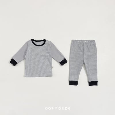 Oottbebe10｜(1y-7y) 條紋撞色家居套裝6