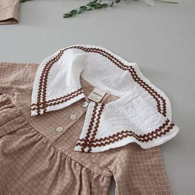 LEMONADE40｜(55cm-85cm) 2色格紋翻領包屁衣含帽子16