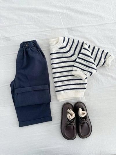 MiniRobe38｜(70-110) 雙鈕扣卡其直筒褲5