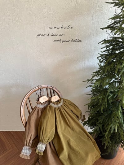 MONBEBE05｜(1y-8y) 冬季滾邊縮口洋裝10