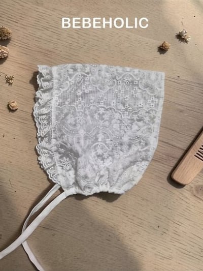 Bebe holic61｜(Free) 荷葉蕾絲綁帶帽2